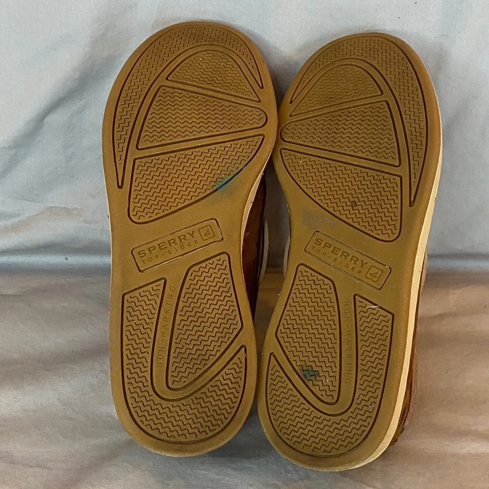 Sperry Top Sider Kids Brown‎ Suede Boat Shoes Memory Foam Size 3.5M